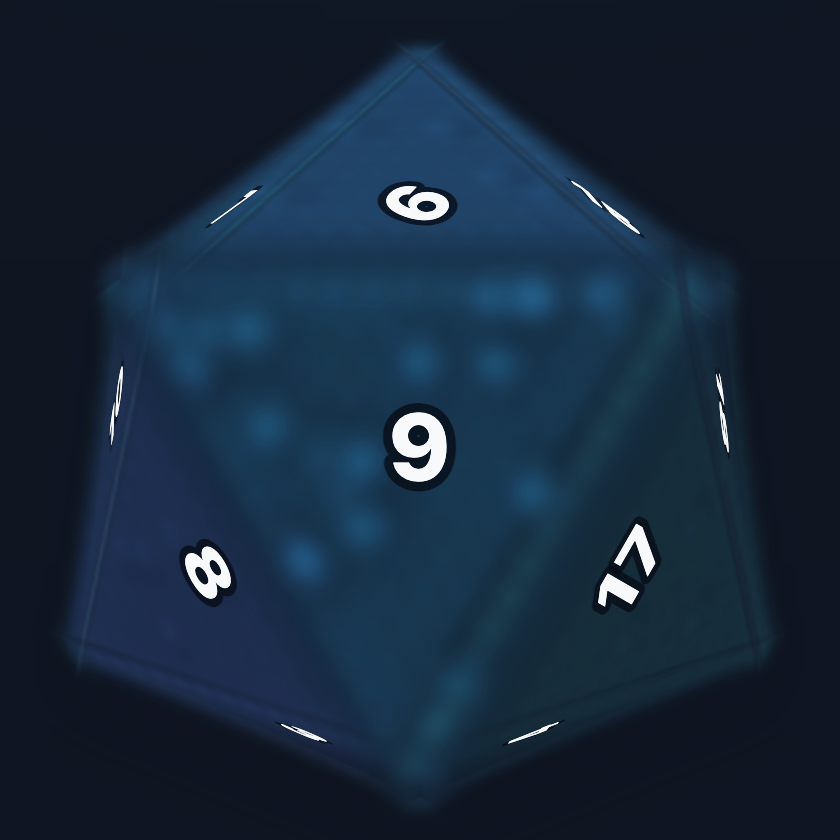 Tiny d20 screenshot showing the rendered twenty-sided die